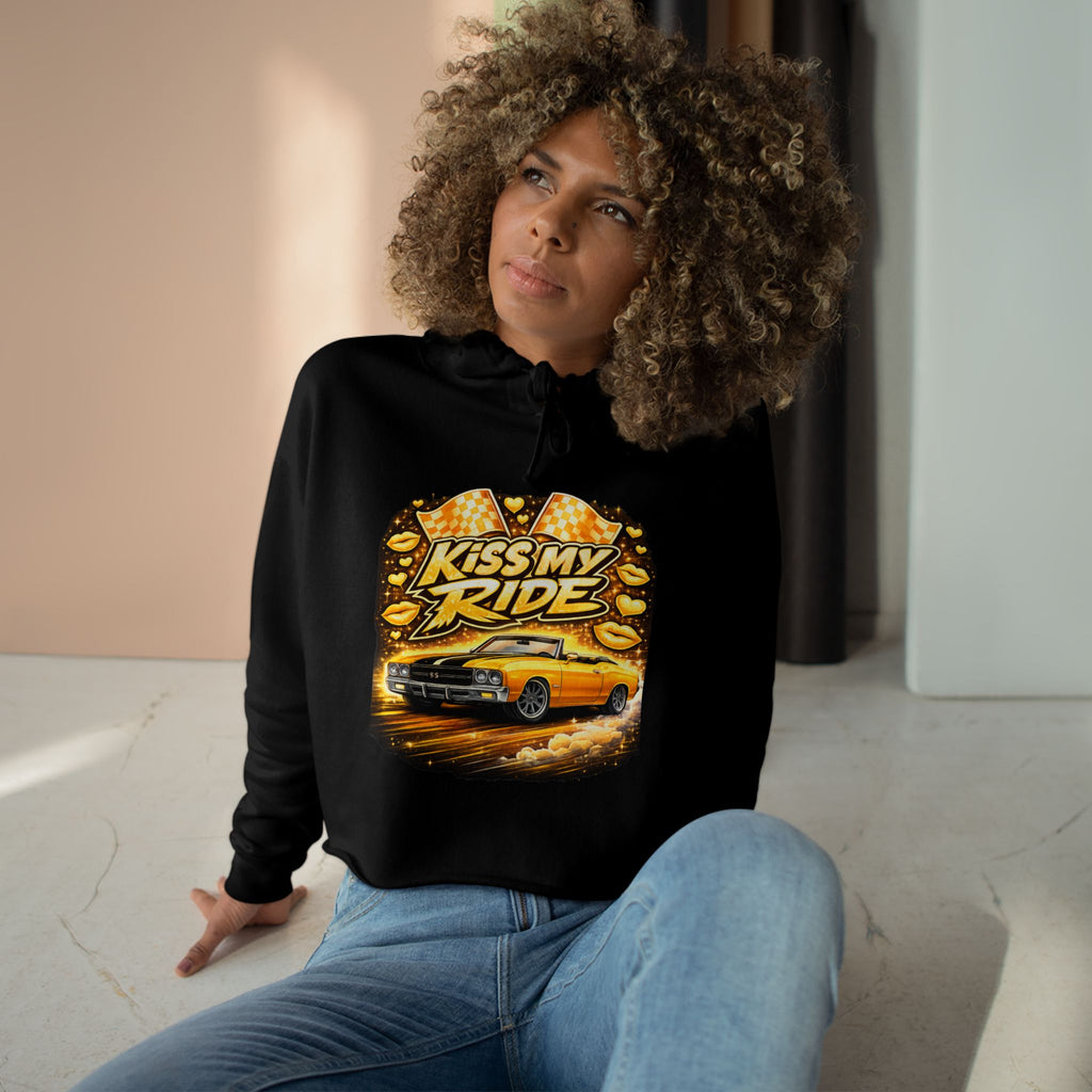 Kiss My Ride Cropped Hoodie – Yellow Chevelle SS Graphic