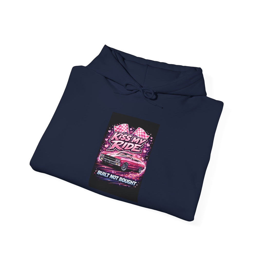 Hoodie - "Kiss My Ride" Pink Retro Car Graphic Pullover