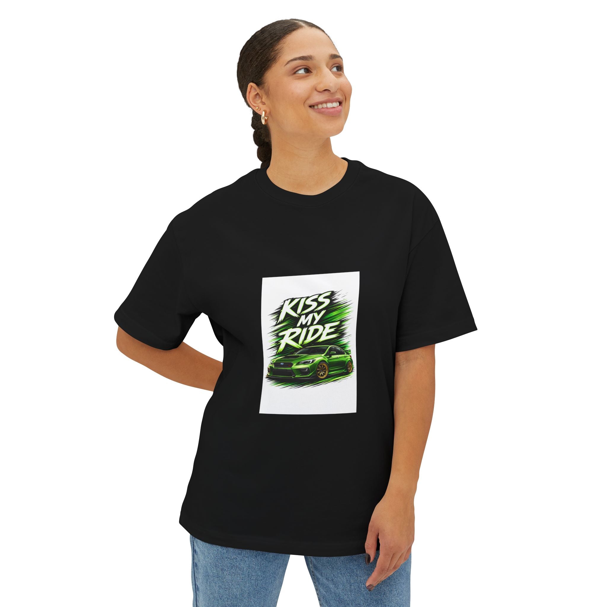 Kiss My Ride car illustration Tee | Sporty Green Muscle Car graphic