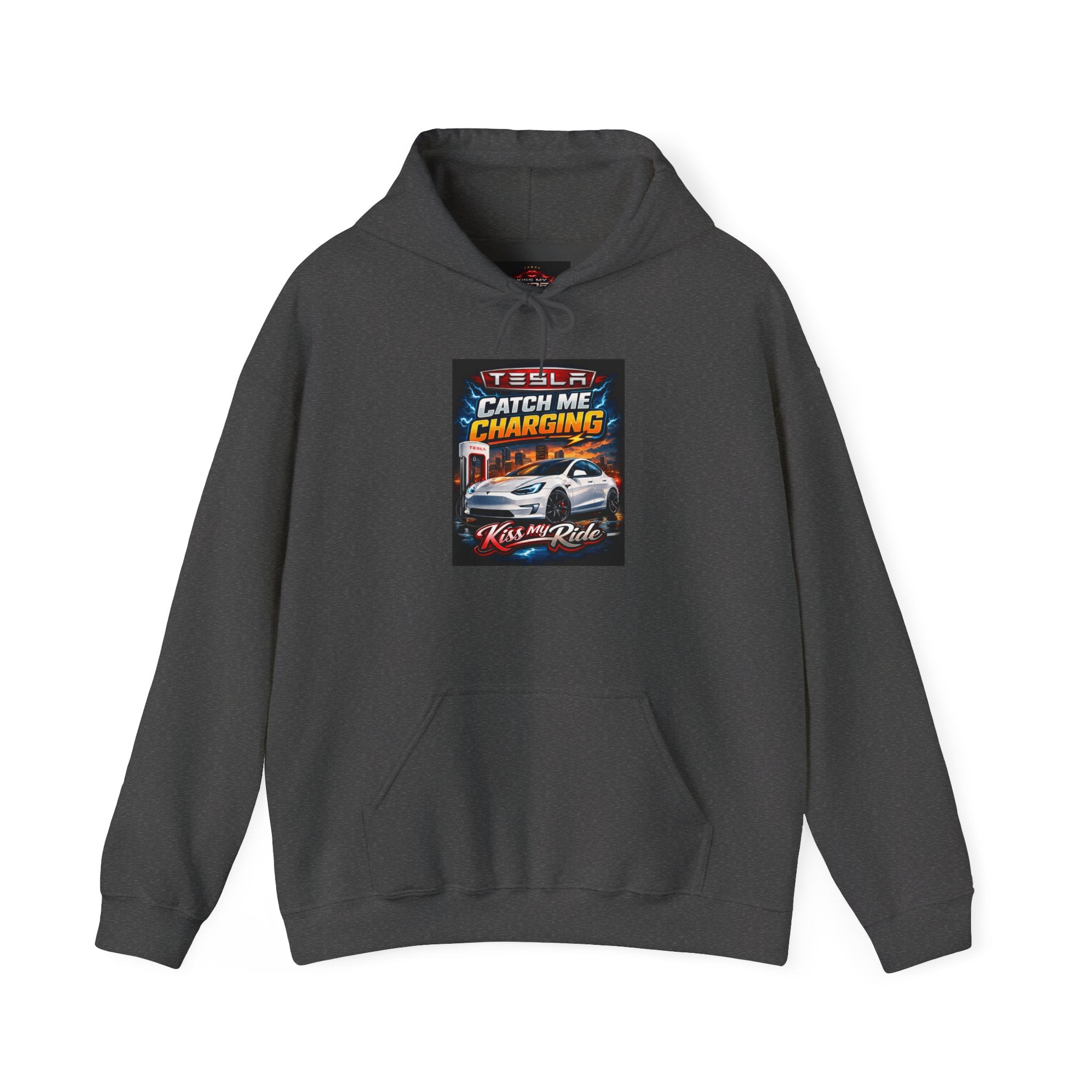 KMR/ Tesla 'Catch Me Charging' Hoodie — EV Enthusiast Graphic Pullover