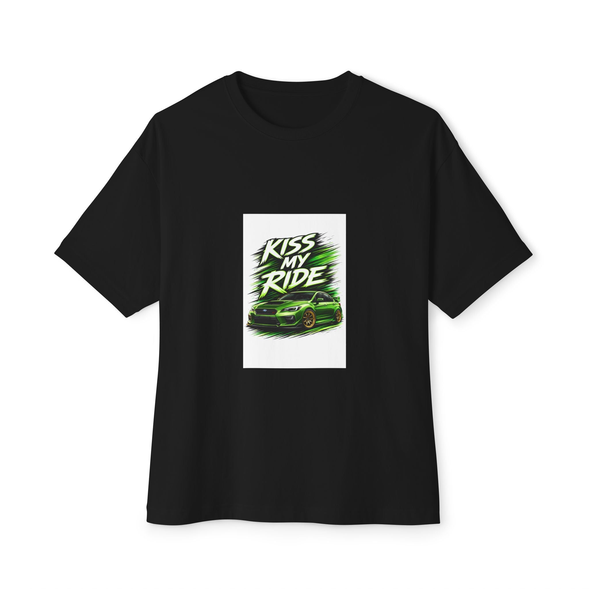 Kiss My Ride car illustration Tee | Sporty Green Muscle Car graphic