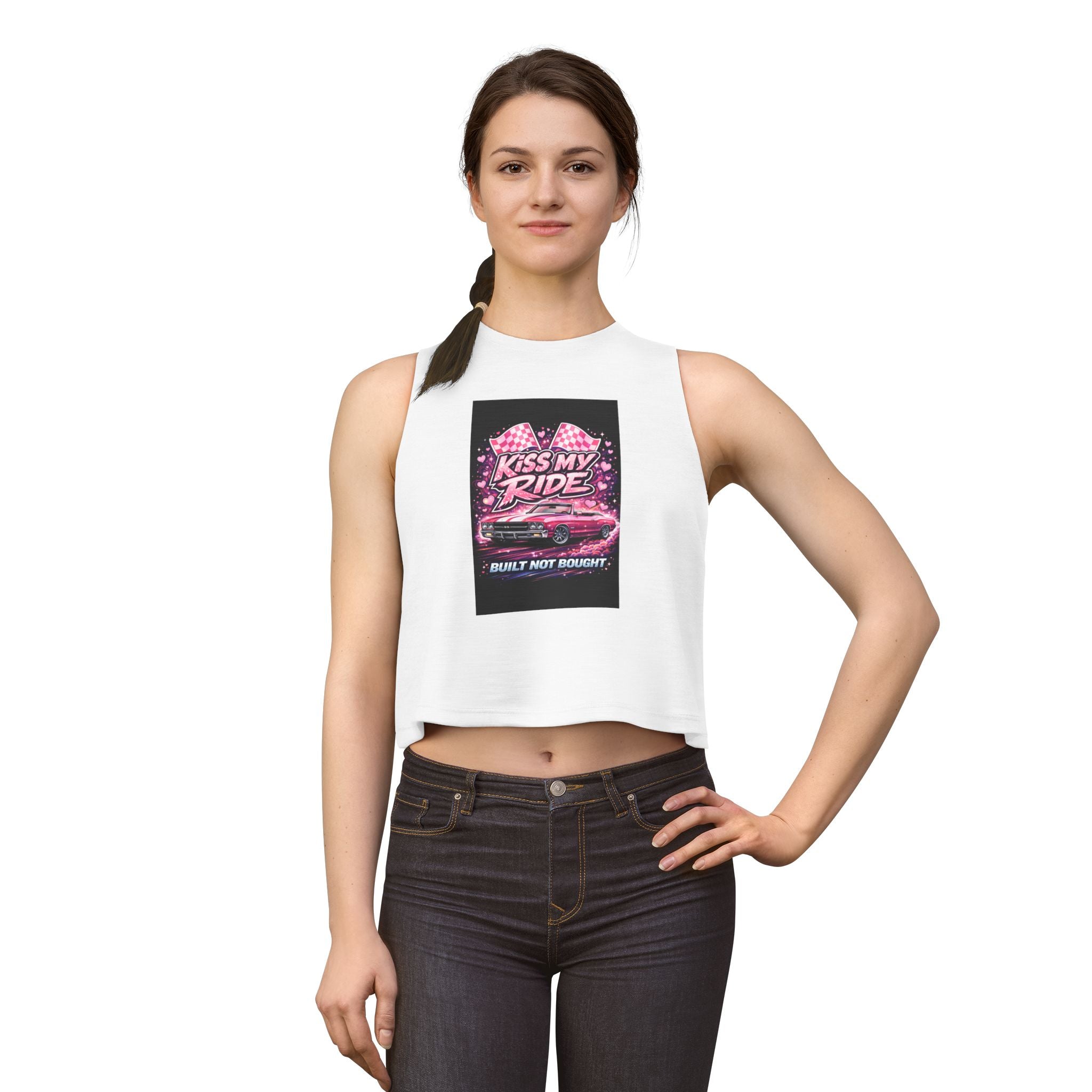 Kiss My Ride Crop Top – Built Not Bought Retro Car Graphic