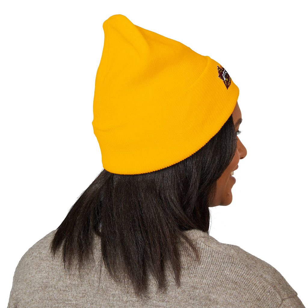 Embroidered 'Kiss & Ride' Flame Cuffed Beanie