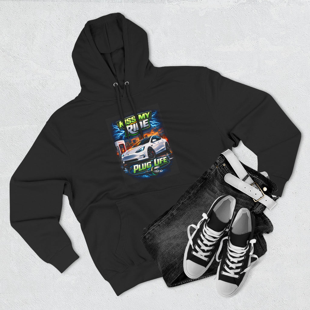 Electric Car Graphic Hoodie — “KMR Go Electric / Plug Life” Streetwear