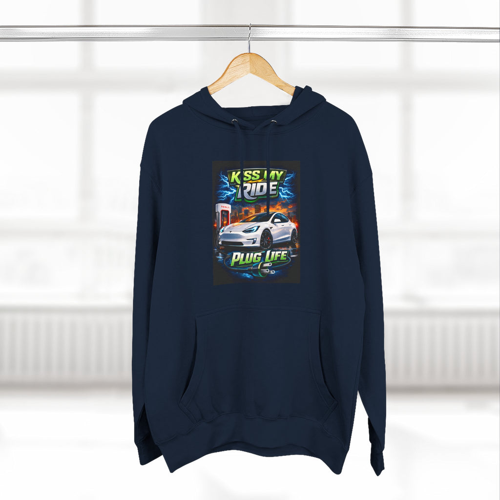 Electric Car Graphic Hoodie — “KMR Go Electric / Plug Life” Streetwear