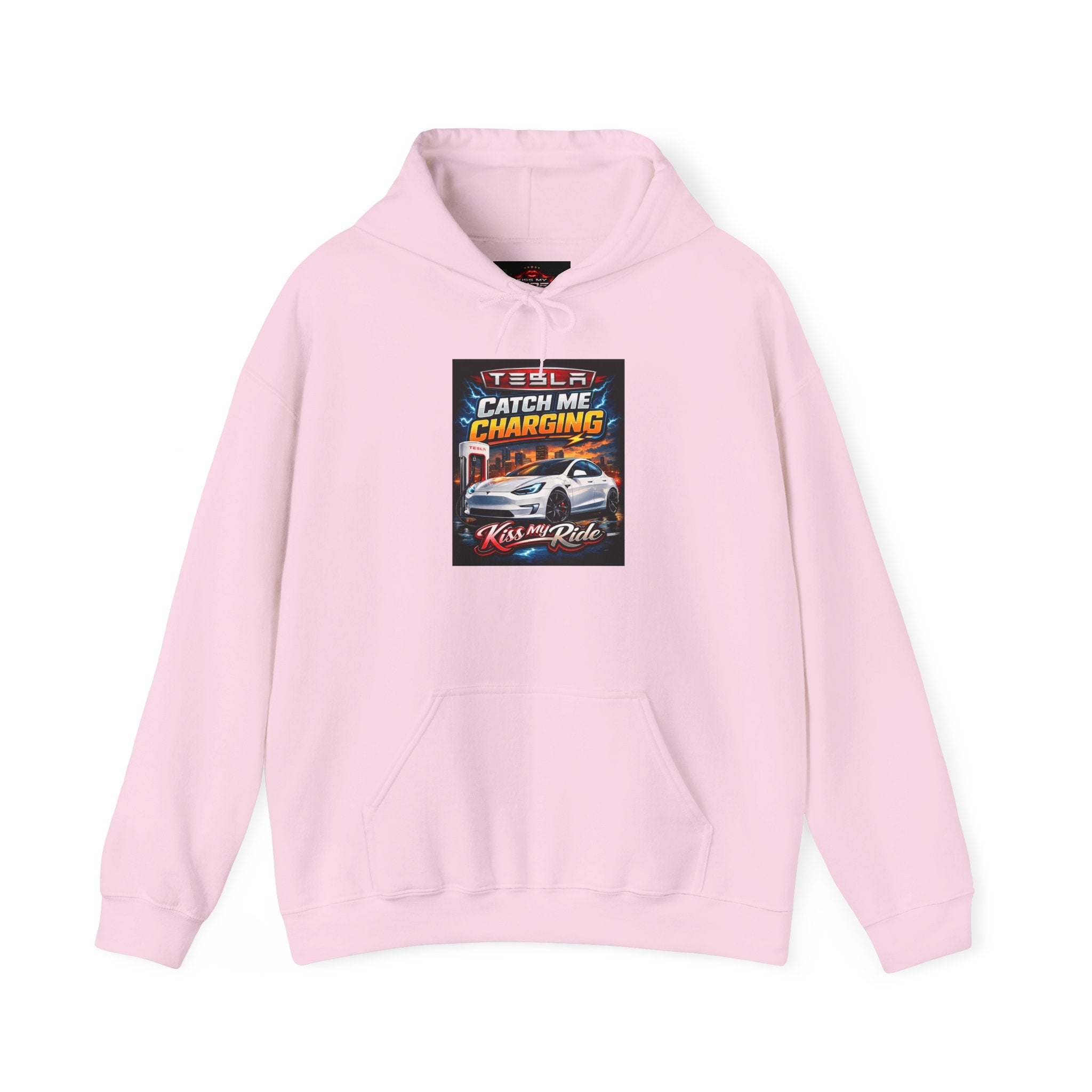 KMR/ Tesla 'Catch Me Charging' Hoodie — EV Enthusiast Graphic Pullover