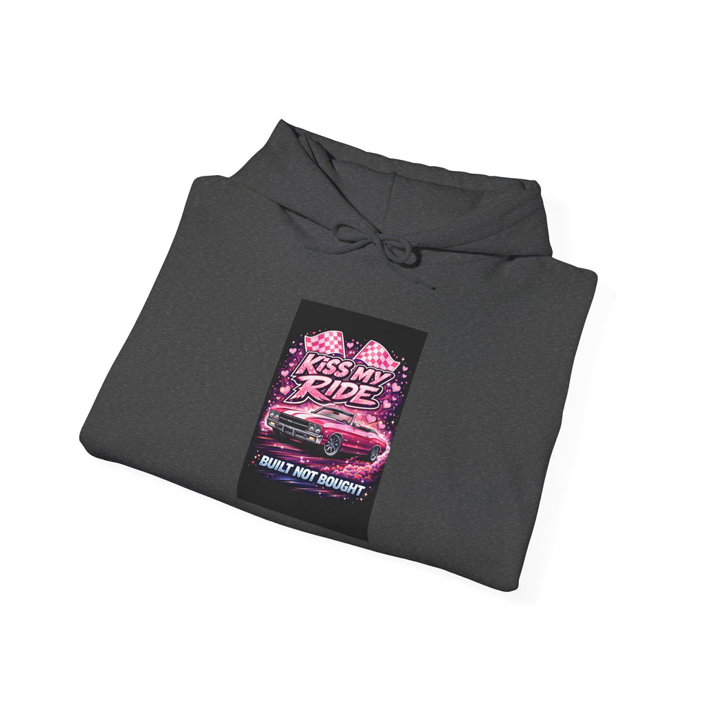 Hoodie - "Kiss My Ride" Pink Retro Car Graphic Pullover