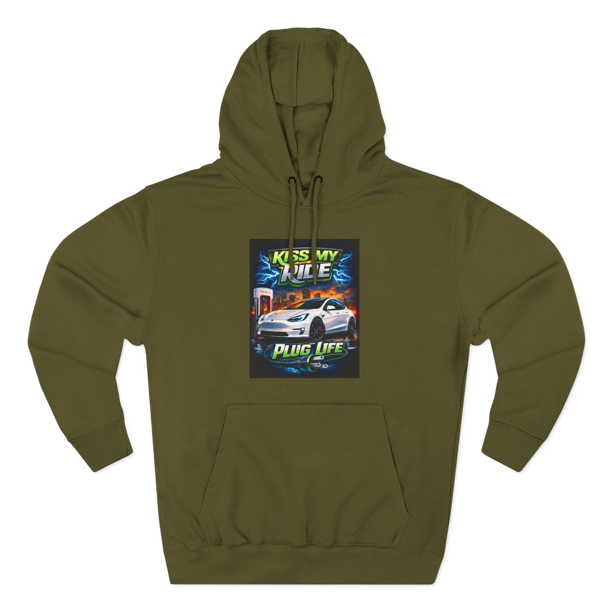 Electric Car Graphic Hoodie — “KMR Go Electric / Plug Life” Streetwear
