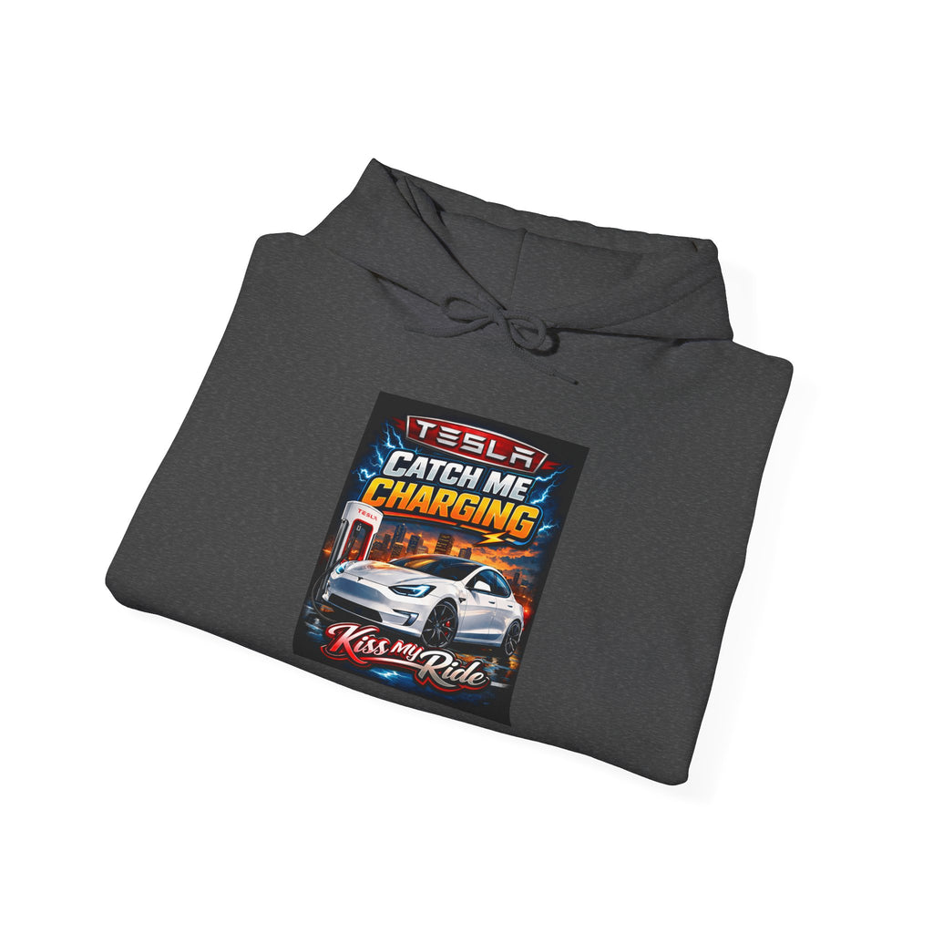 KMR/ Tesla 'Catch Me Charging' Hoodie — EV Enthusiast Graphic Pullover