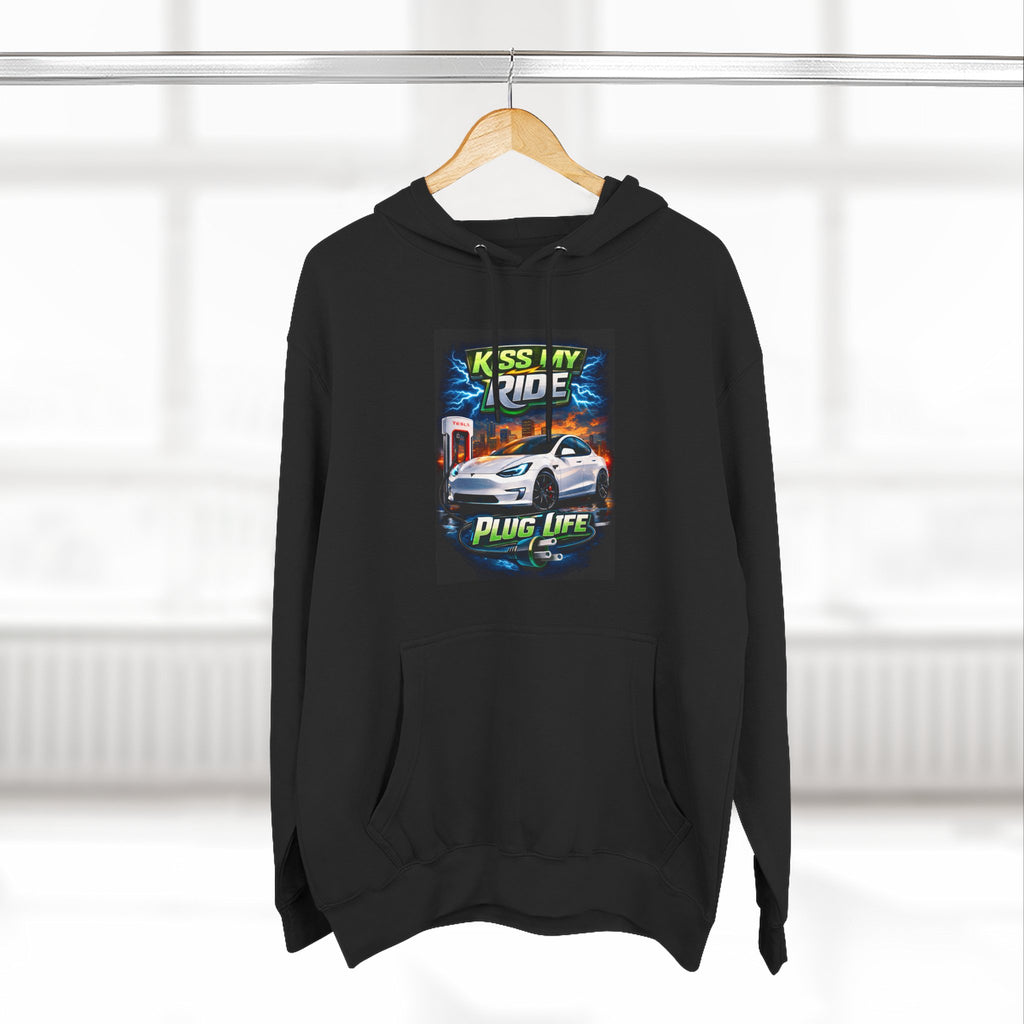 Electric Car Graphic Hoodie — “KMR Go Electric / Plug Life” Streetwear