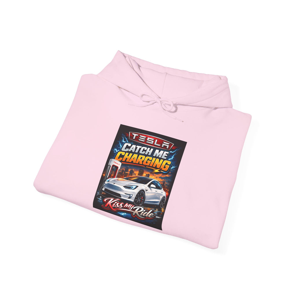 KMR/ Tesla 'Catch Me Charging' Hoodie — EV Enthusiast Graphic Pullover