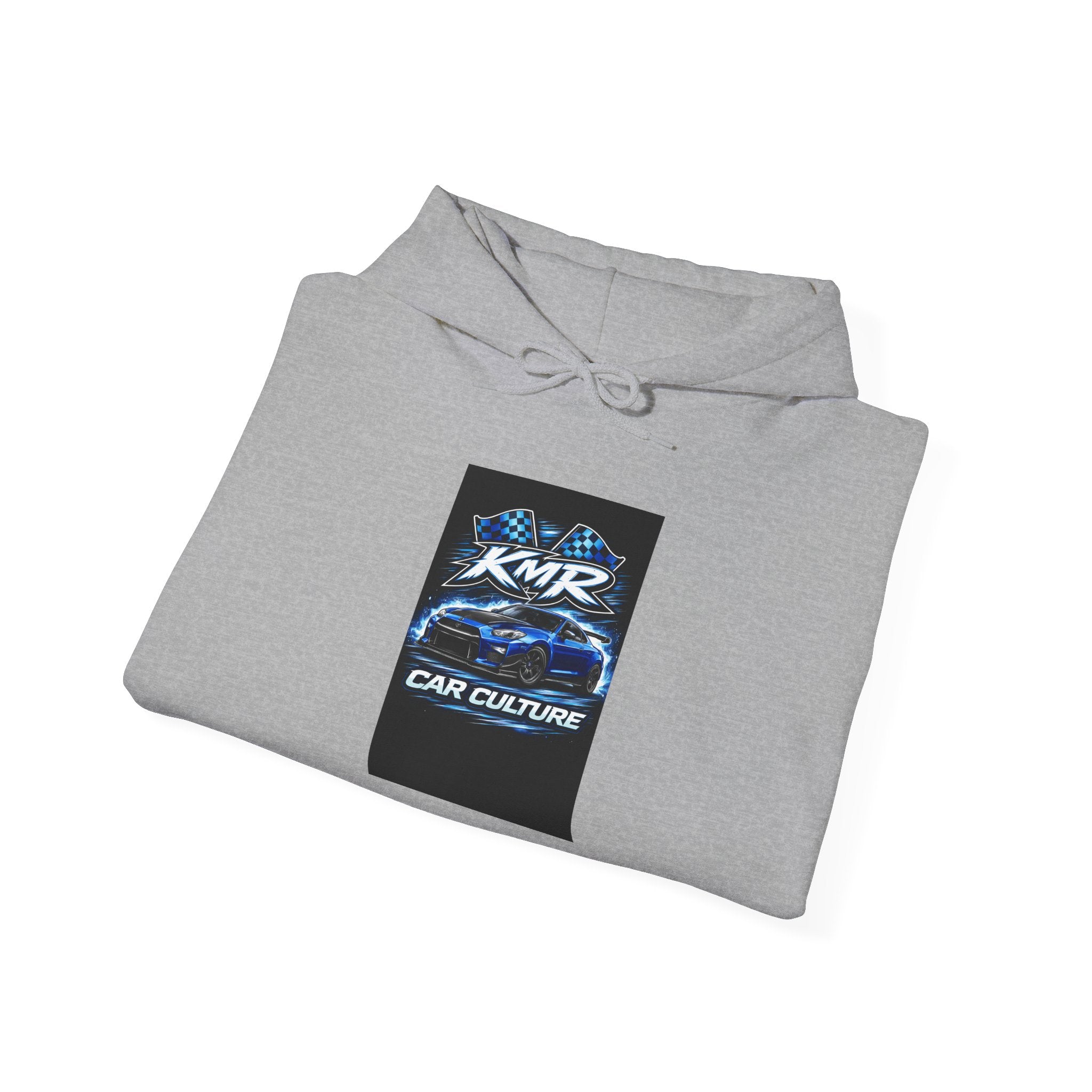 Car Culture Hoodie — KMR Neon Sports Car Graphic Pullover