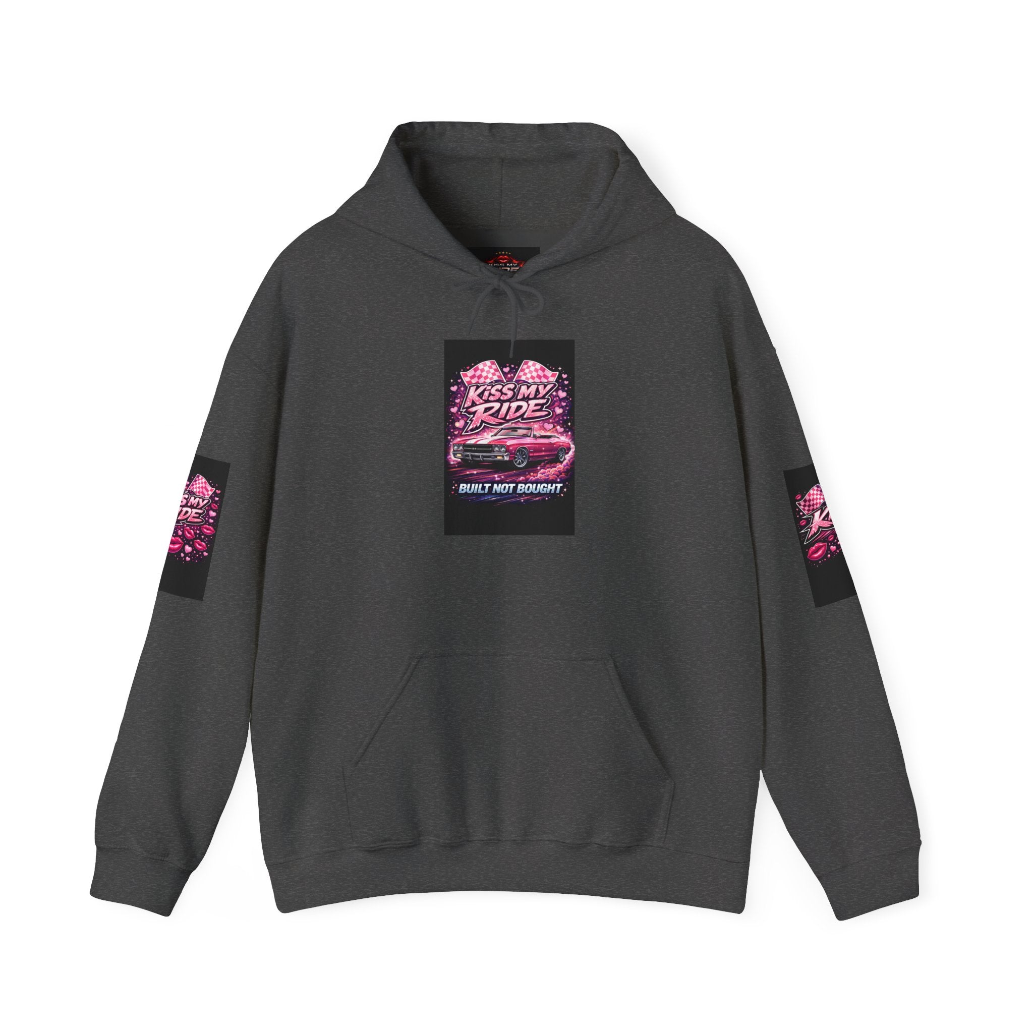 Hoodie - "Kiss My Ride" Pink Retro Car Graphic Pullover