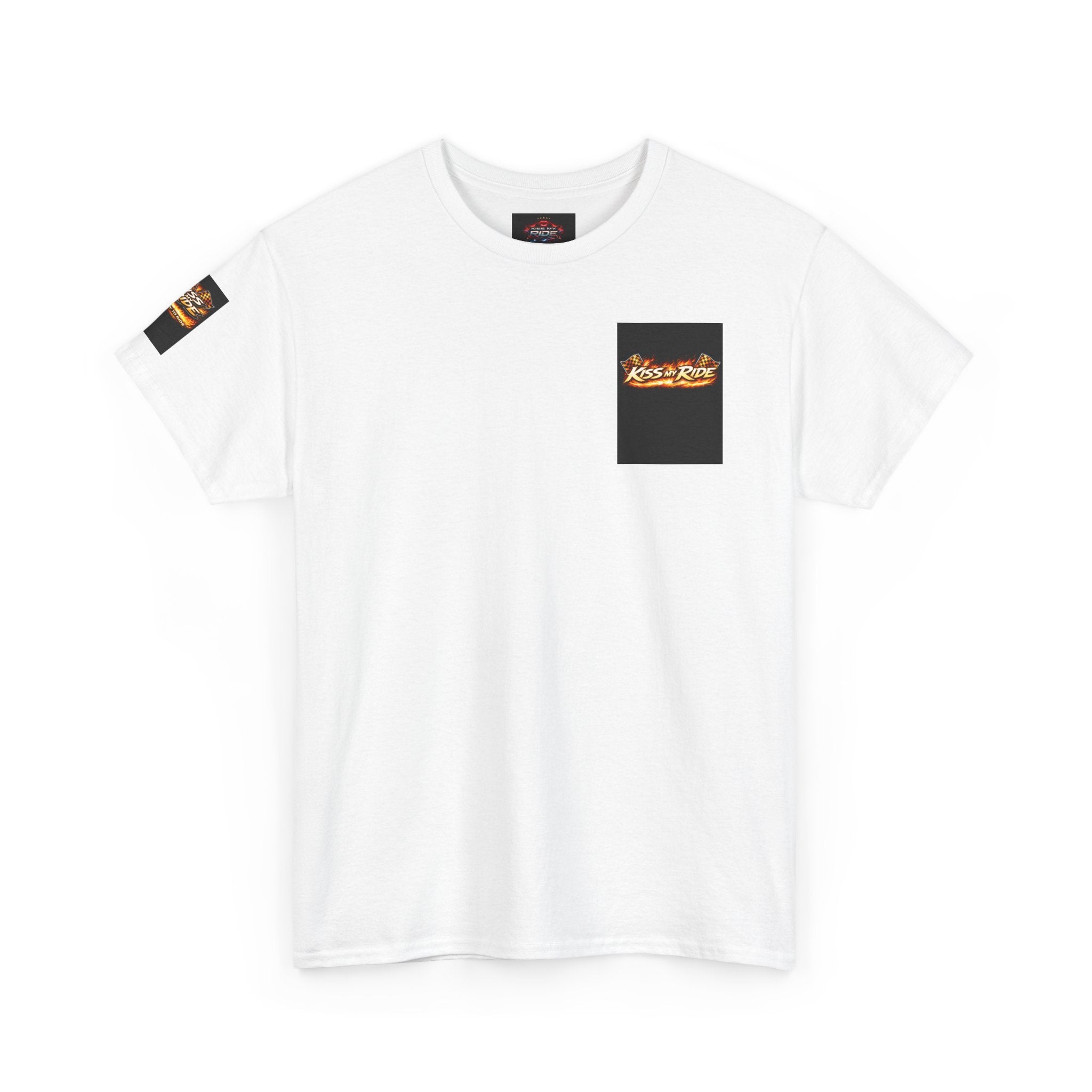 Kiss My Ride Graphic Tee — Retro Muscle Car Flames & Checkered Flags