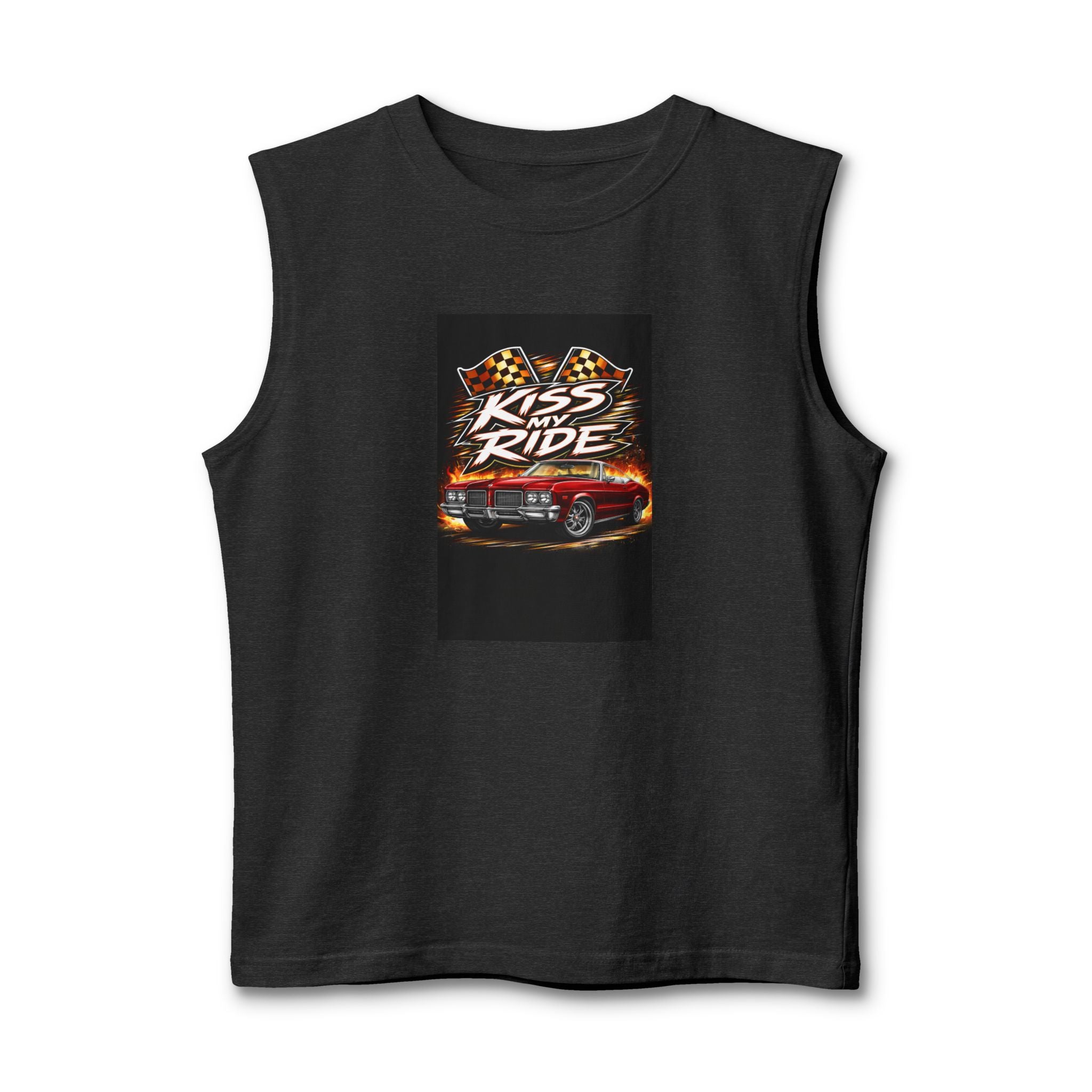 Muscle Tank — "Kiss My Ride" Retro Muscle Car Graphic