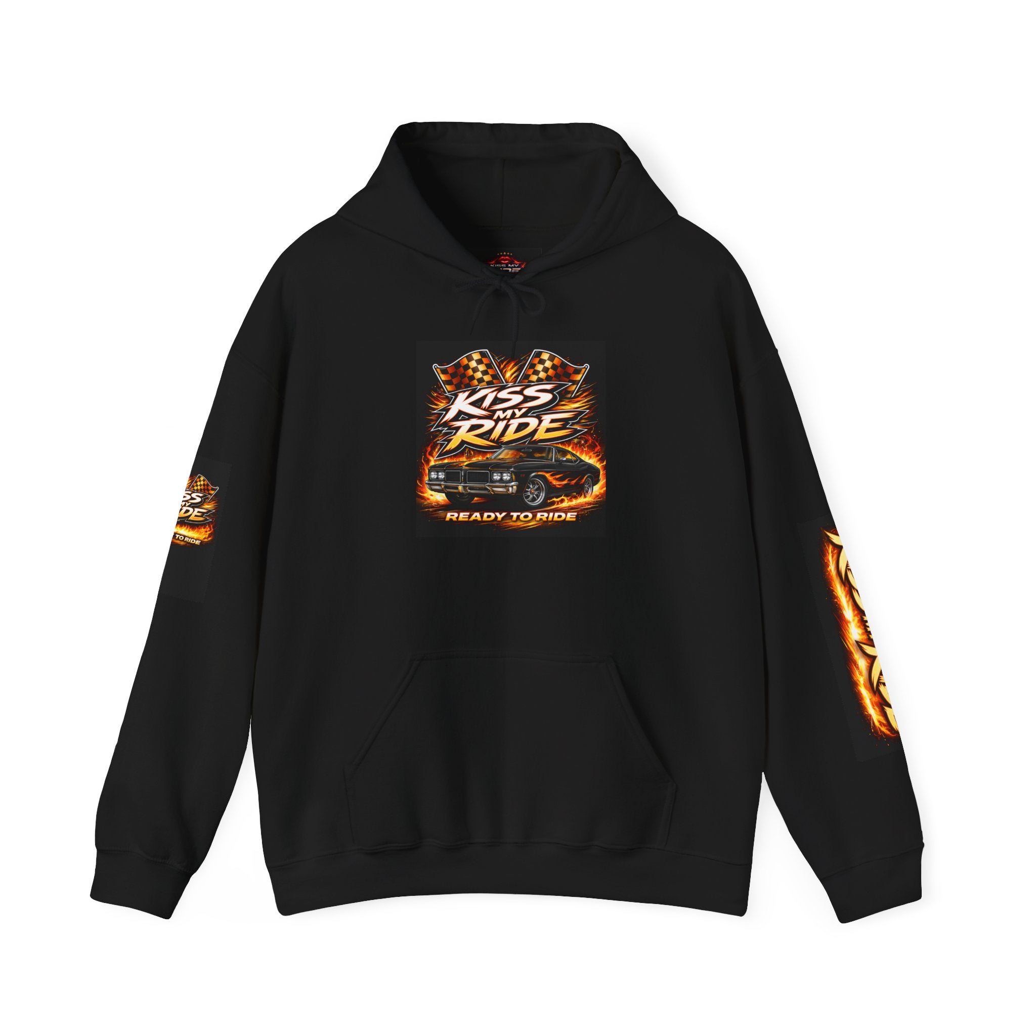 Hoodie "Kiss Ride - Ready to Ride" Flame Racing Graphic