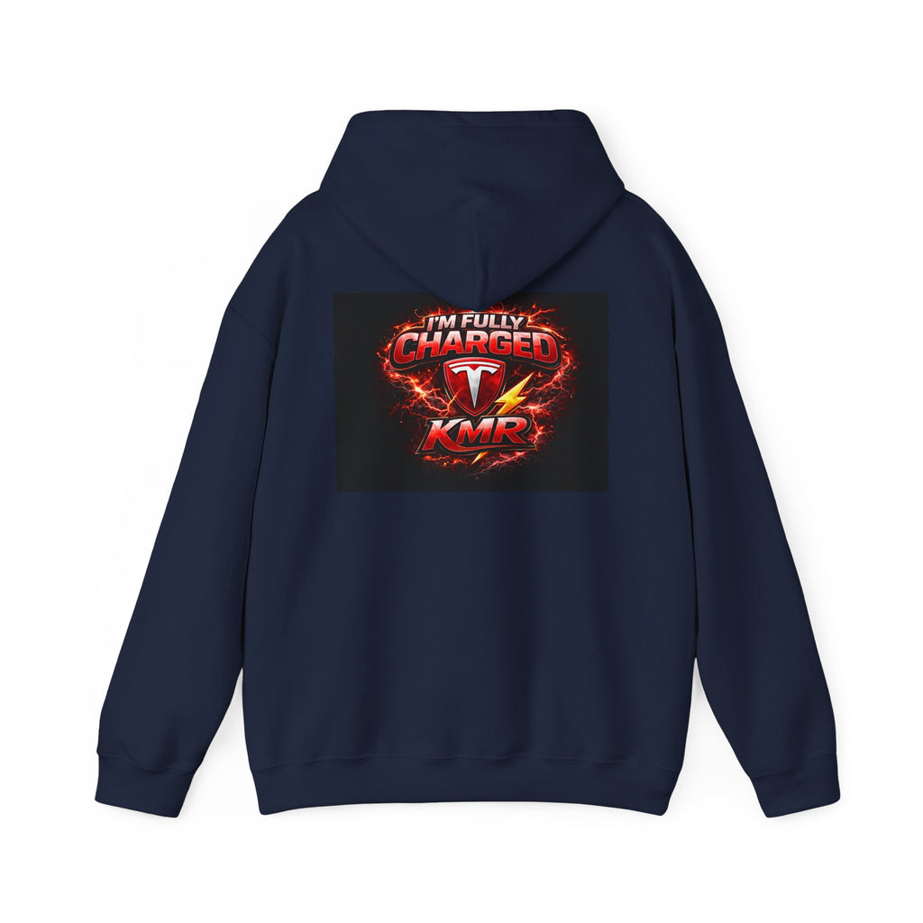 KMR/ Tesla 'Catch Me Charging' Hoodie — EV Enthusiast Graphic Pullover