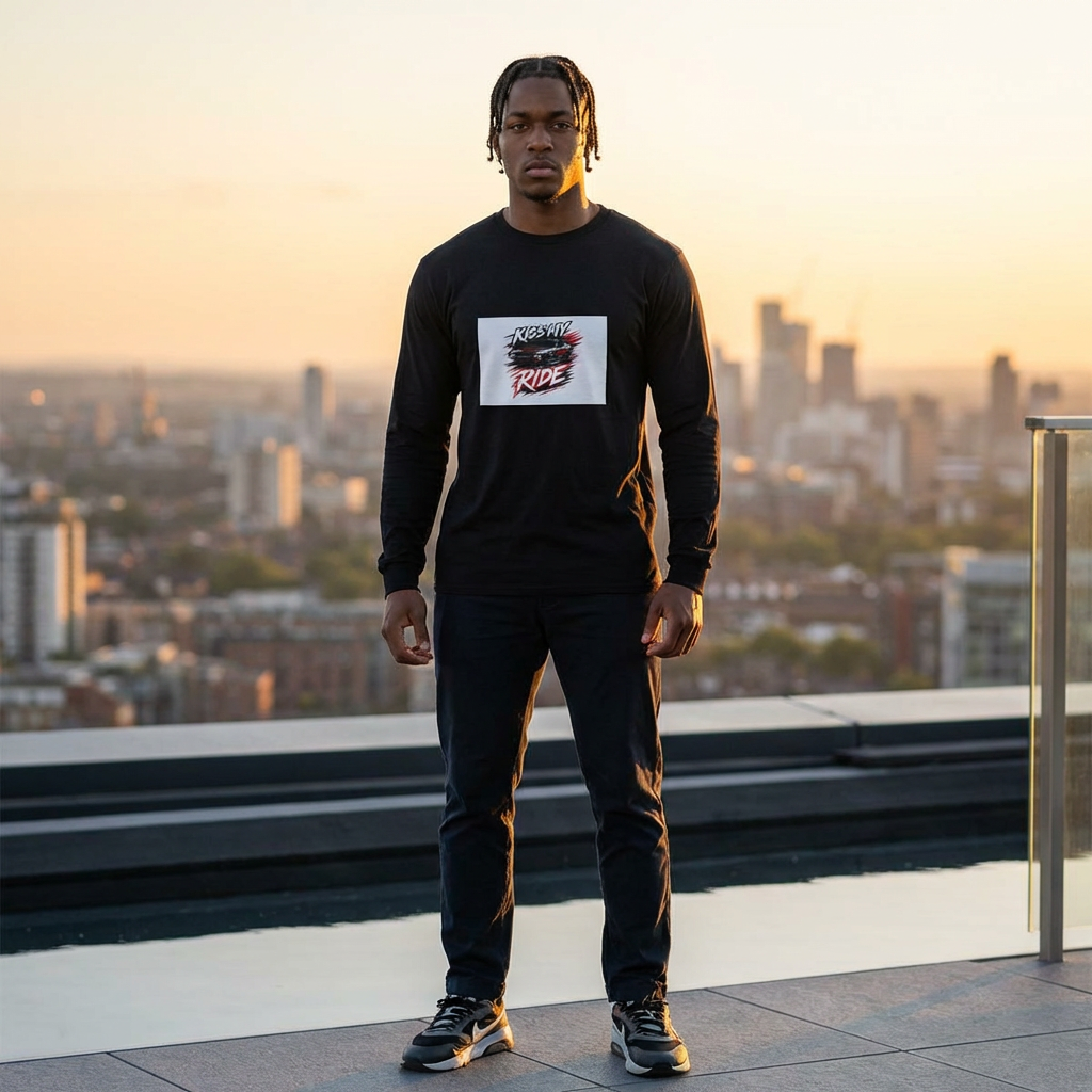 Kiss My Ride graphic Long Sleeve Tee | Racing flags, Retro script