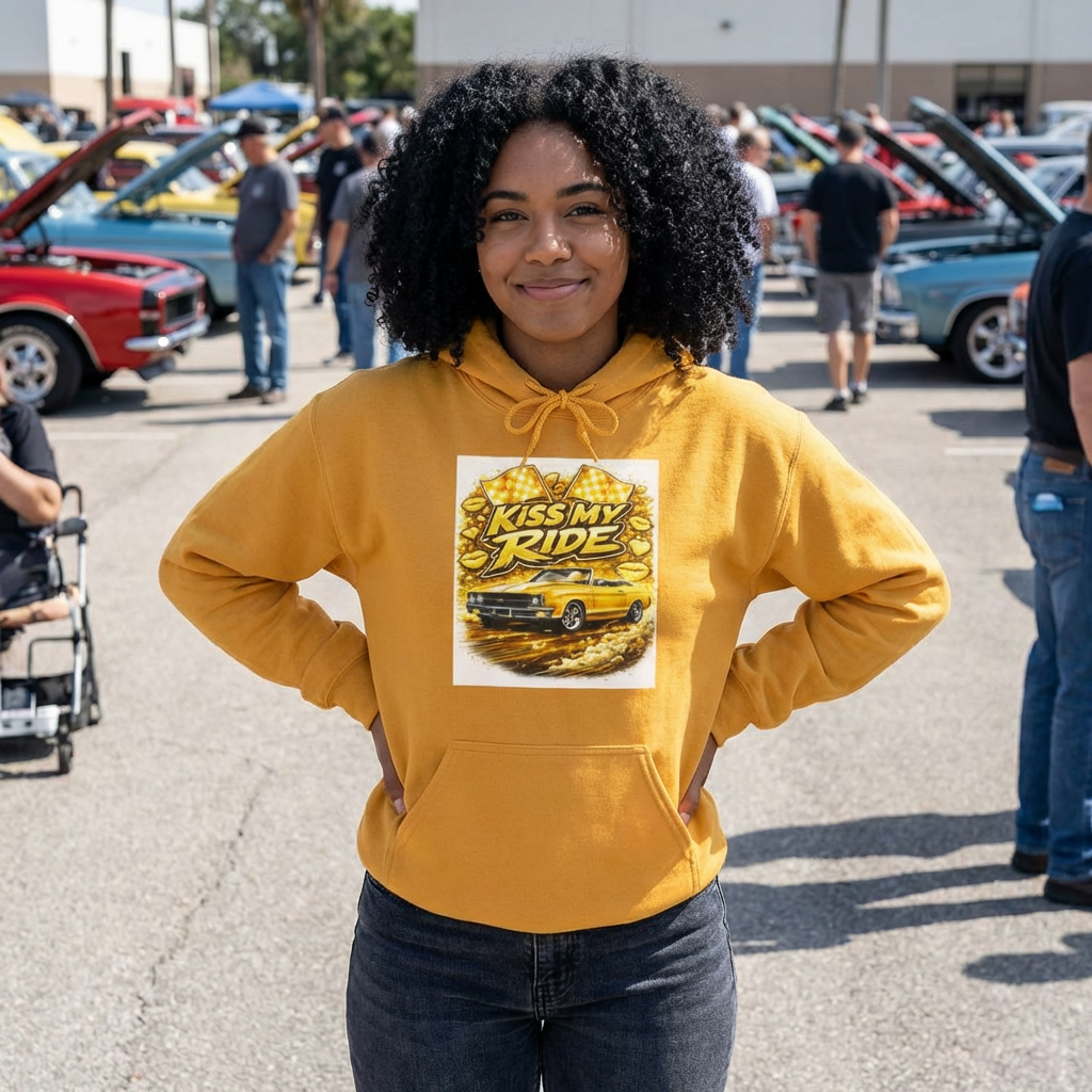 Kiss My Ride Hoodie — Retro Muscle Car Graphic Pullover