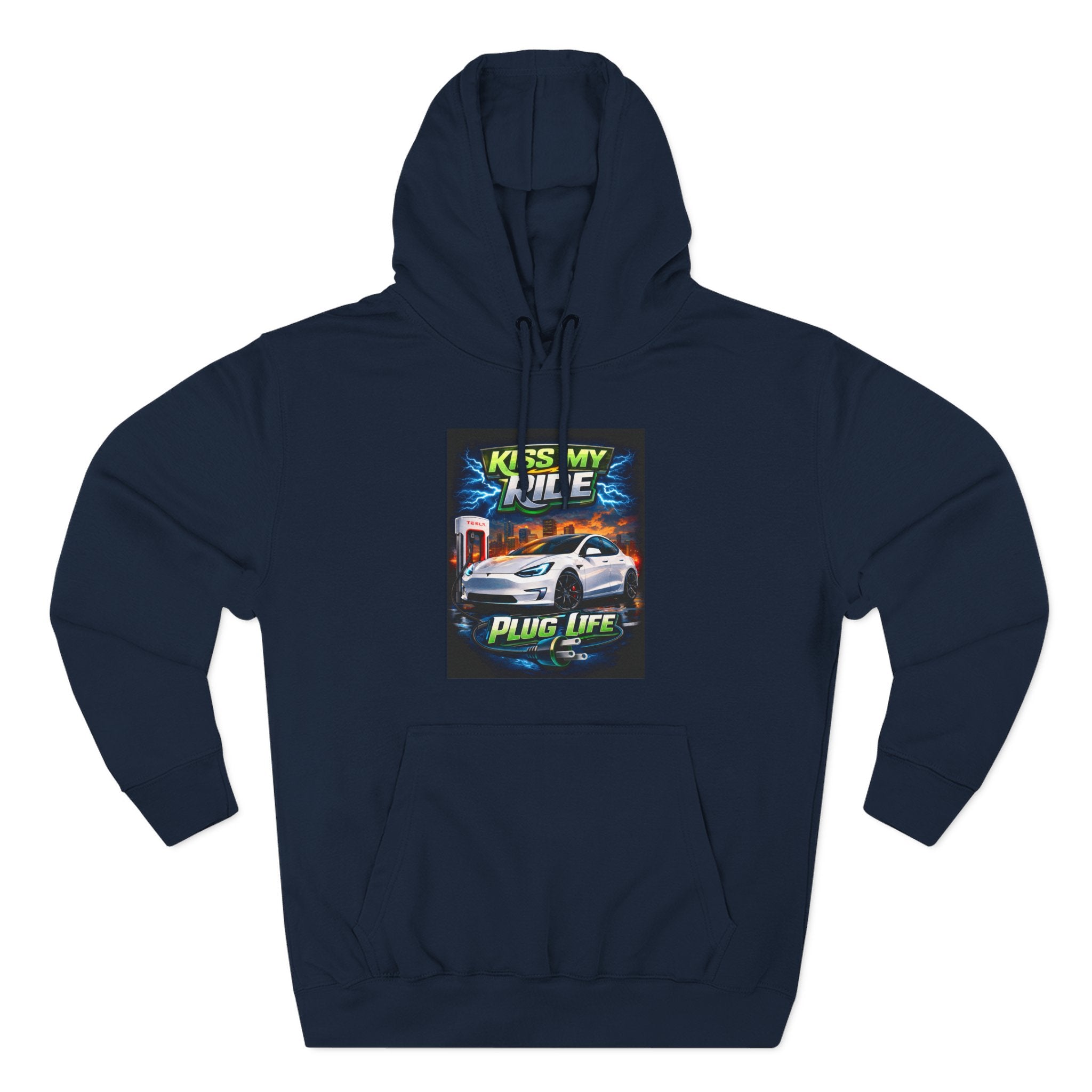 Electric Car Graphic Hoodie — “KMR Go Electric / Plug Life” Streetwear