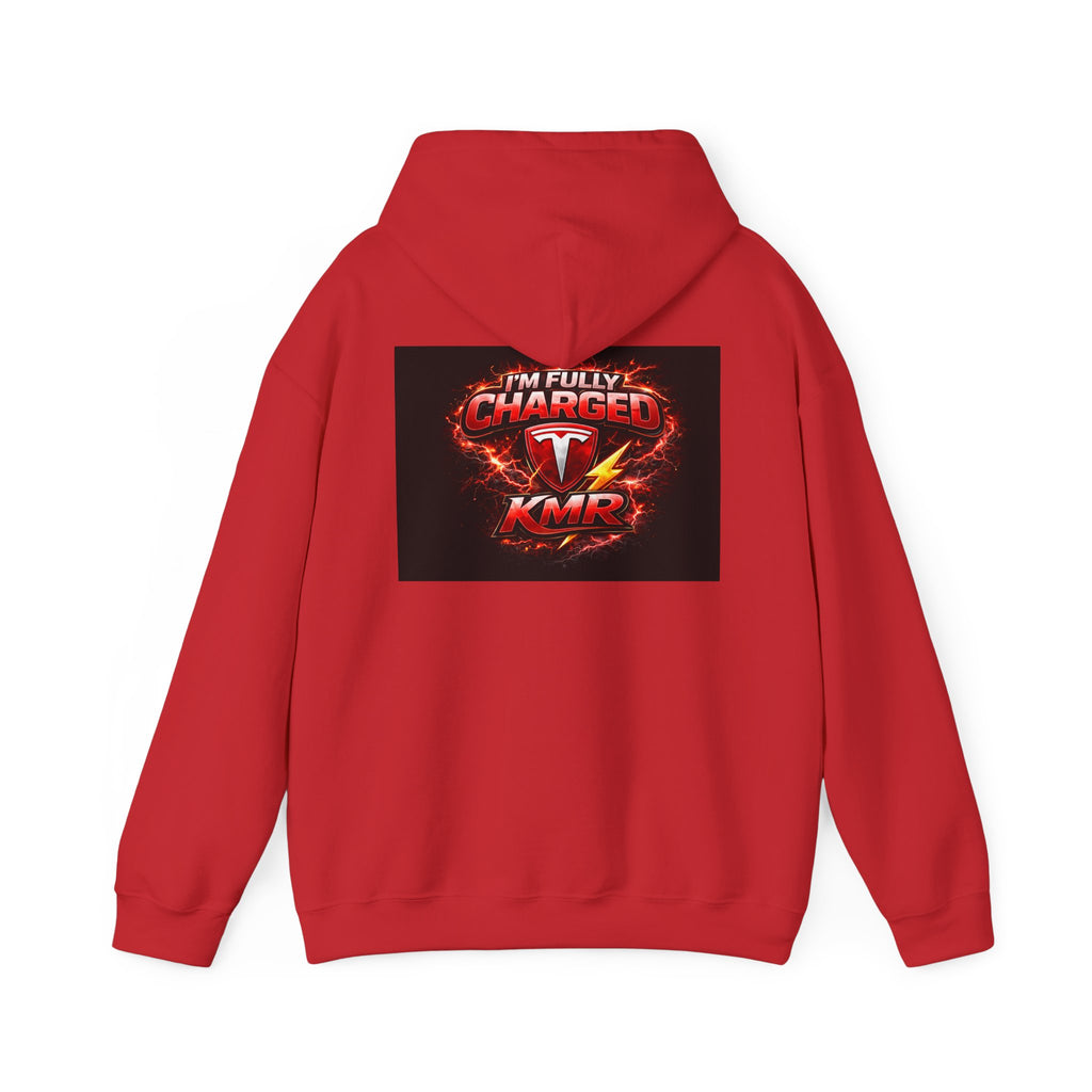 KMR/ Tesla 'Catch Me Charging' Hoodie — EV Enthusiast Graphic Pullover