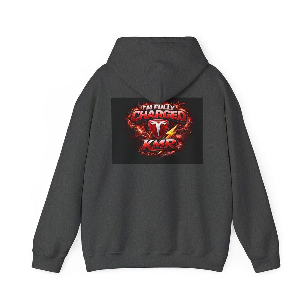 KMR/ Tesla 'Catch Me Charging' Hoodie — EV Enthusiast Graphic Pullover