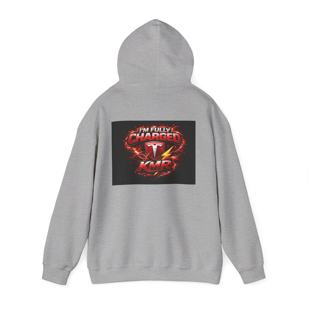 KMR/ Tesla 'Catch Me Charging' Hoodie — EV Enthusiast Graphic Pullover
