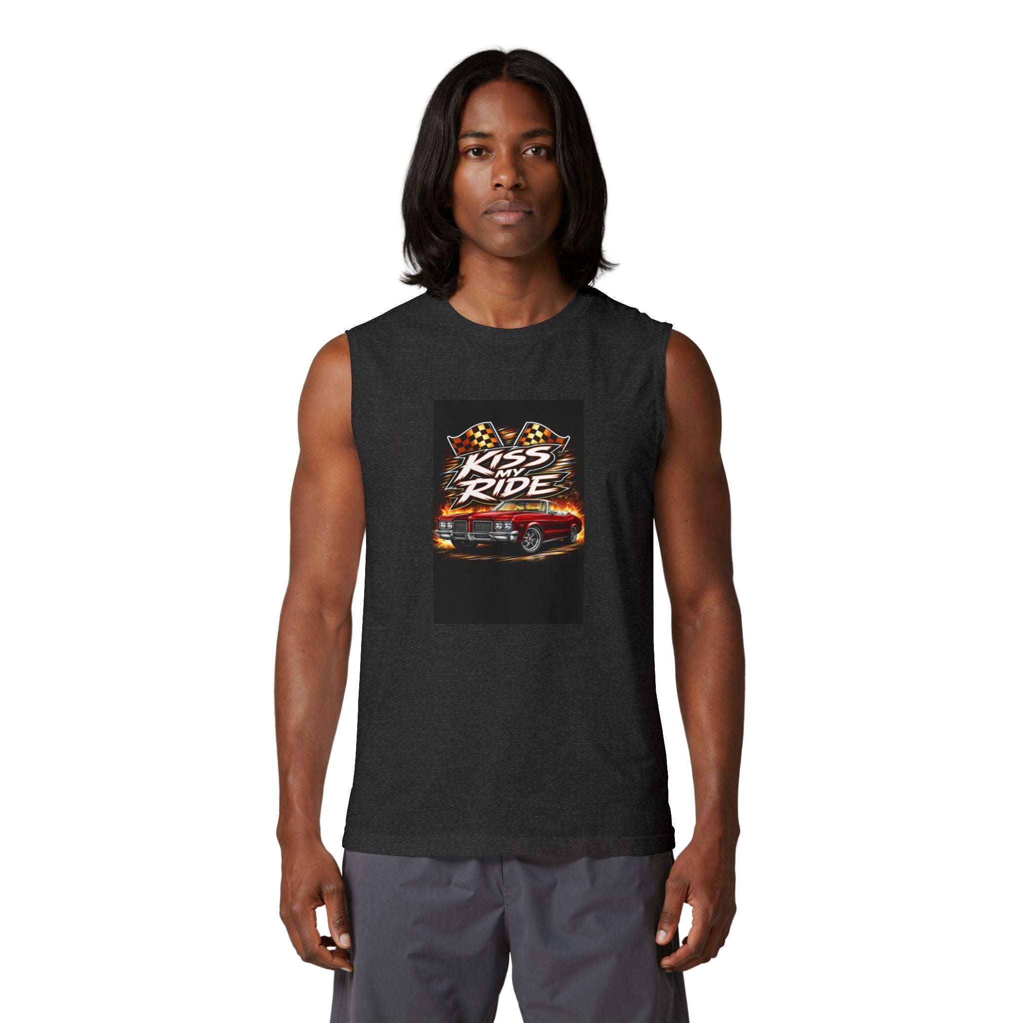 Muscle Tank — "Kiss My Ride" Retro Muscle Car Graphic