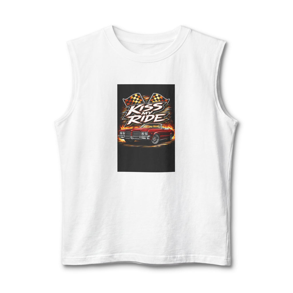 Muscle Tank — "Kiss My Ride" Retro Muscle Car Graphic
