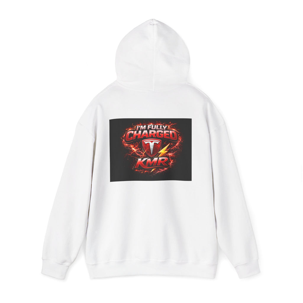 KMR/ Tesla 'Catch Me Charging' Hoodie — EV Enthusiast Graphic Pullover