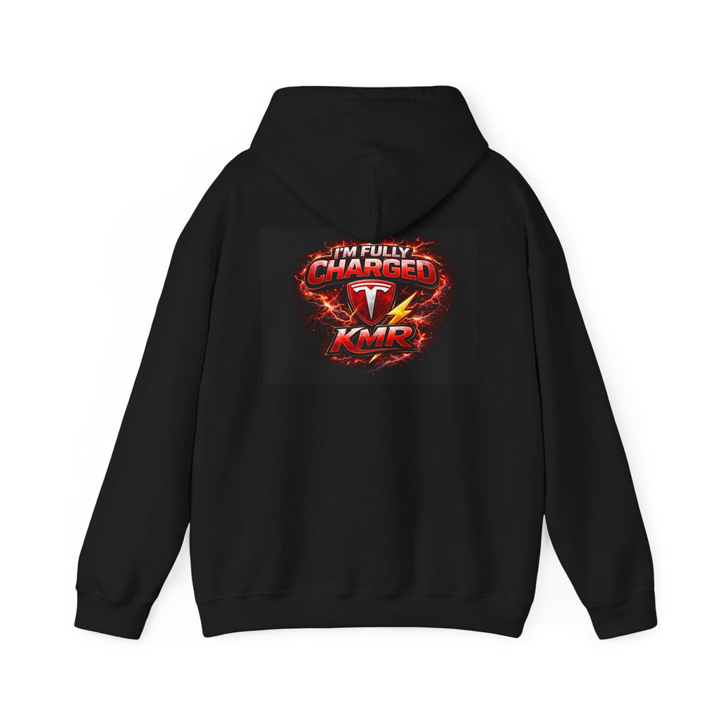KMR/ Tesla 'Catch Me Charging' Hoodie — EV Enthusiast Graphic Pullover