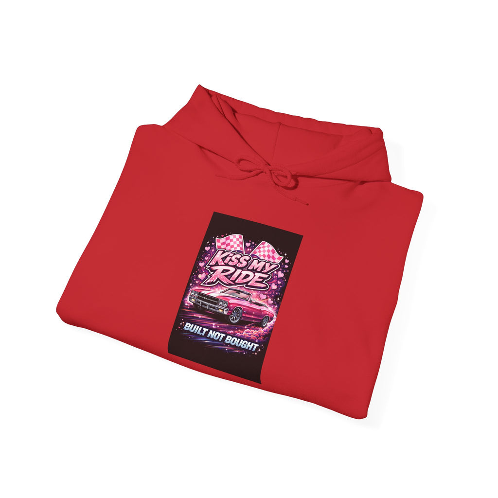 Hoodie - "Kiss My Ride" Pink Retro Car Graphic Pullover