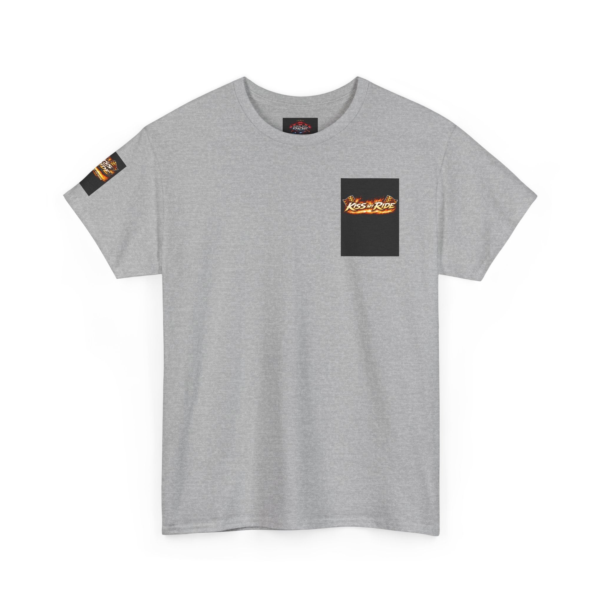 Kiss My Ride Graphic Tee — Retro Muscle Car Flames & Checkered Flags