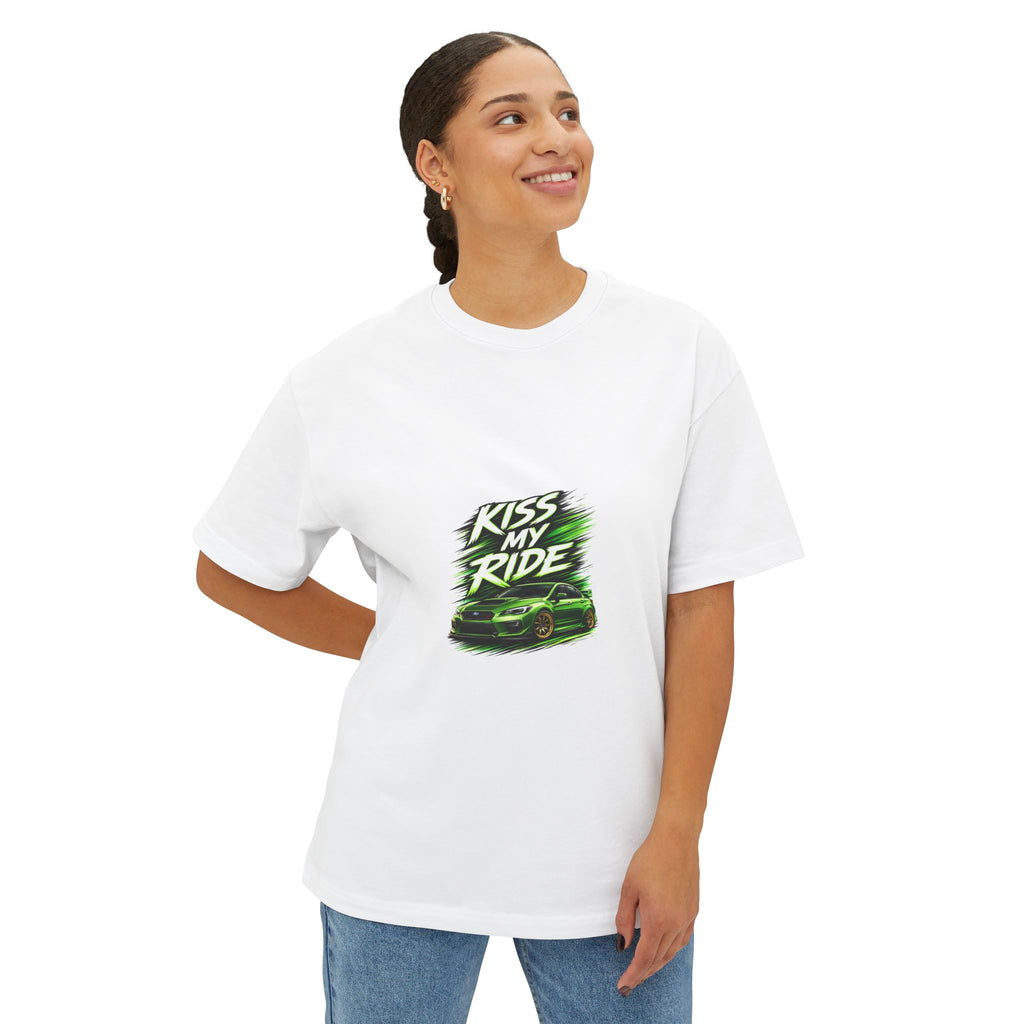 Kiss My Ride car illustration Tee | Sporty Green Muscle Car graphic