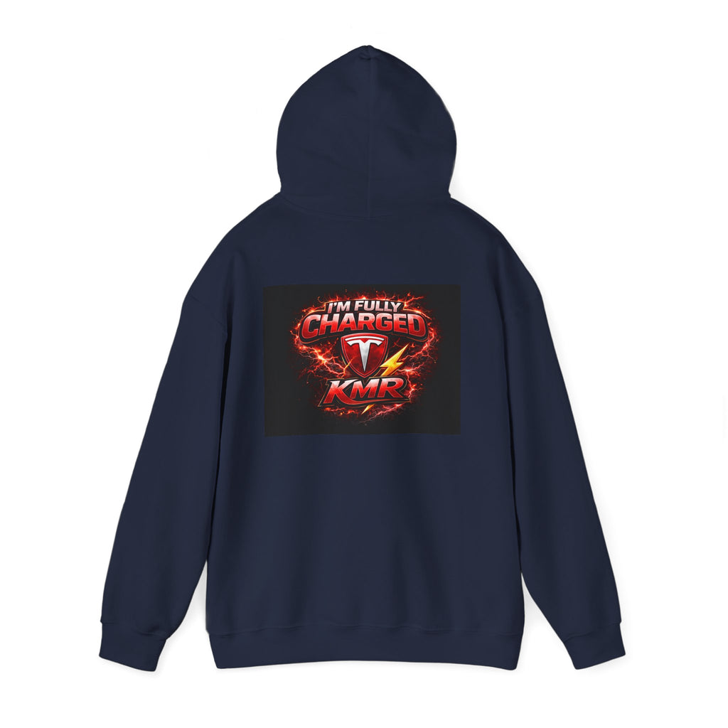 KMR/ Tesla 'Catch Me Charging' Hoodie — EV Enthusiast Graphic Pullover