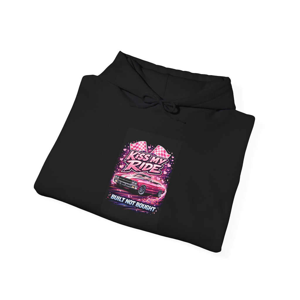 Hoodie - "Kiss My Ride" Pink Retro Car Graphic Pullover