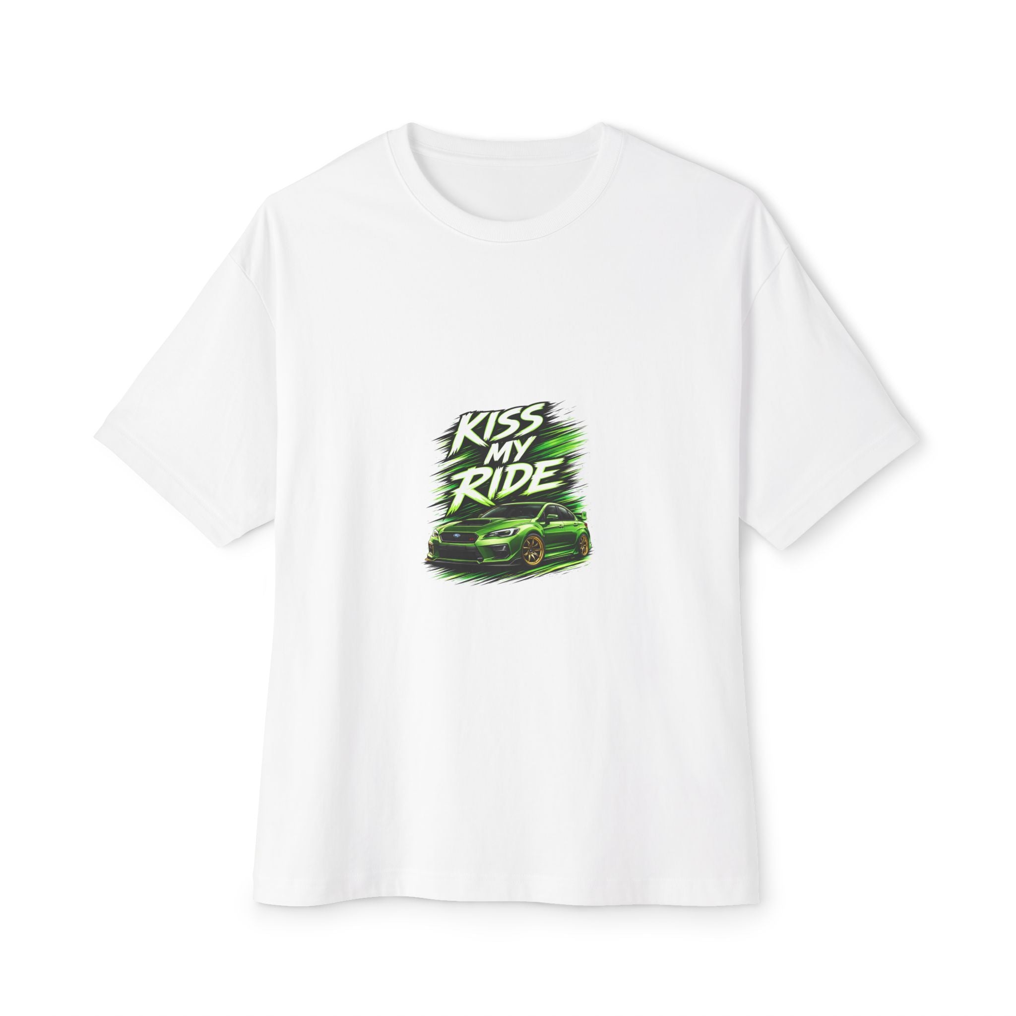 Kiss My Ride car illustration Tee | Sporty Green Muscle Car graphic