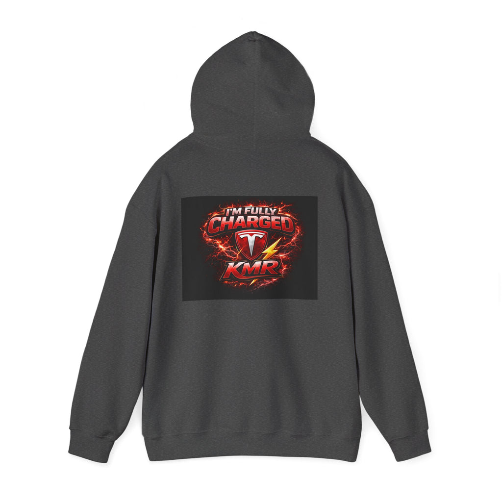 KMR/ Tesla 'Catch Me Charging' Hoodie — EV Enthusiast Graphic Pullover