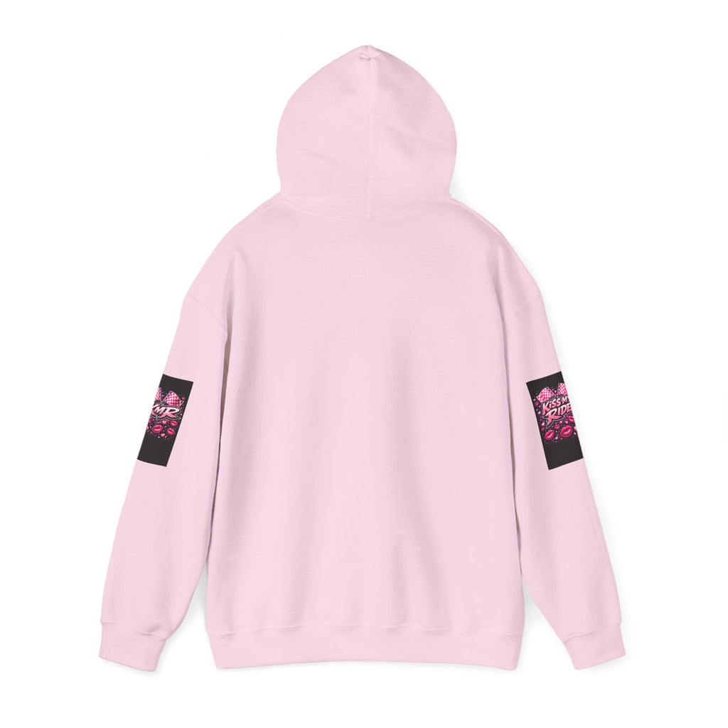 Hoodie - "Kiss My Ride" Pink Retro Car Graphic Pullover
