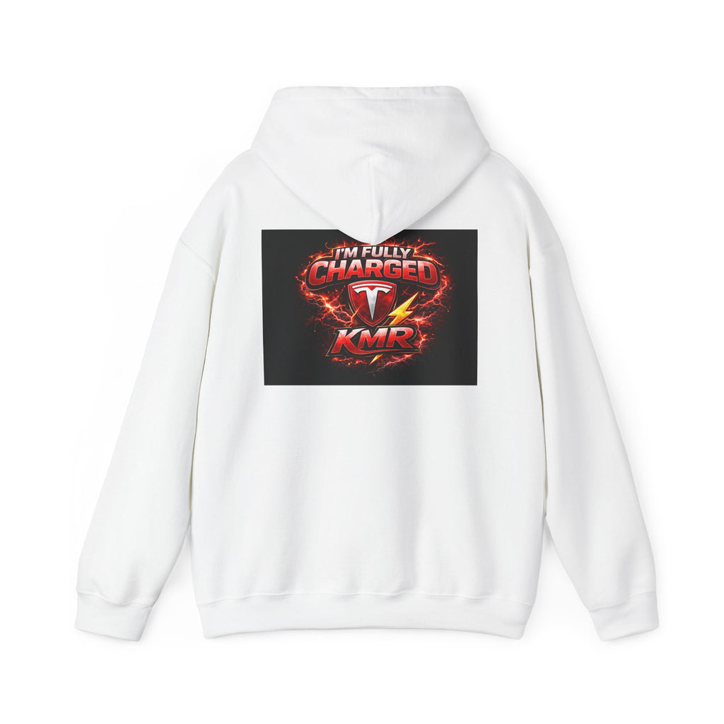 KMR/ Tesla 'Catch Me Charging' Hoodie — EV Enthusiast Graphic Pullover