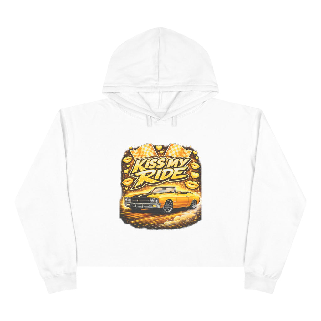 Kiss My Ride Cropped Hoodie – Yellow Chevelle SS Graphic
