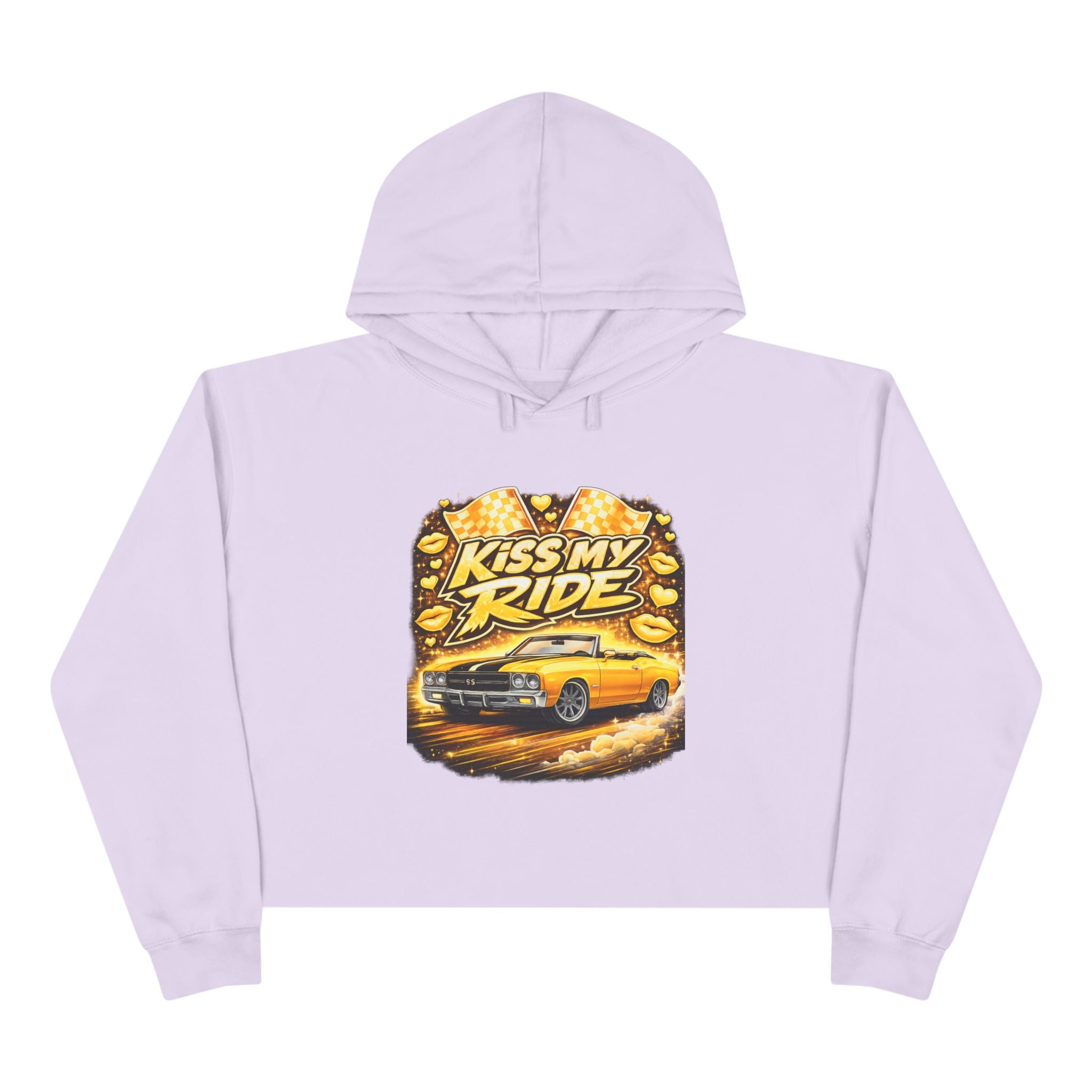 Kiss My Ride Cropped Hoodie – Yellow Chevelle SS Graphic