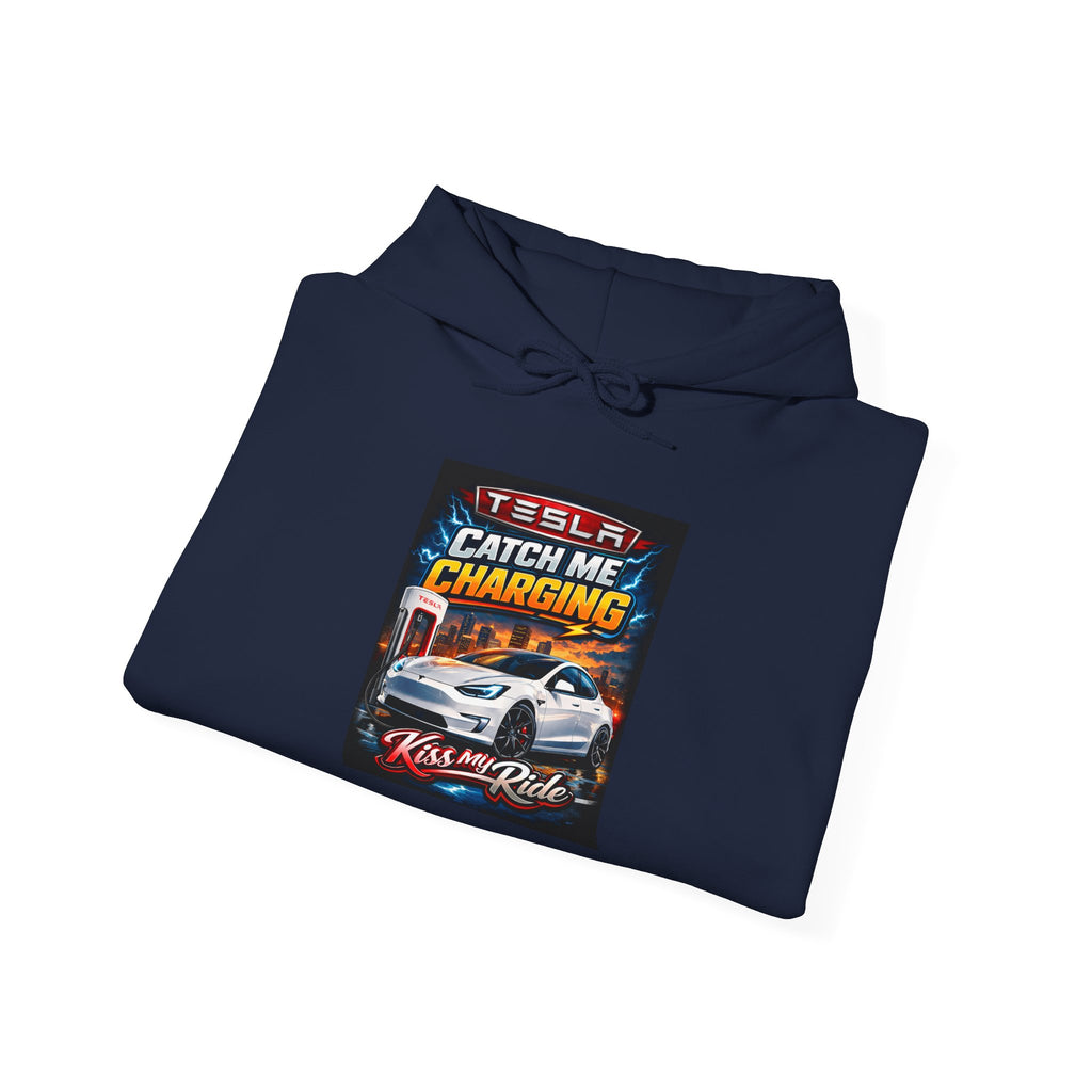 KMR/ Tesla 'Catch Me Charging' Hoodie — EV Enthusiast Graphic Pullover