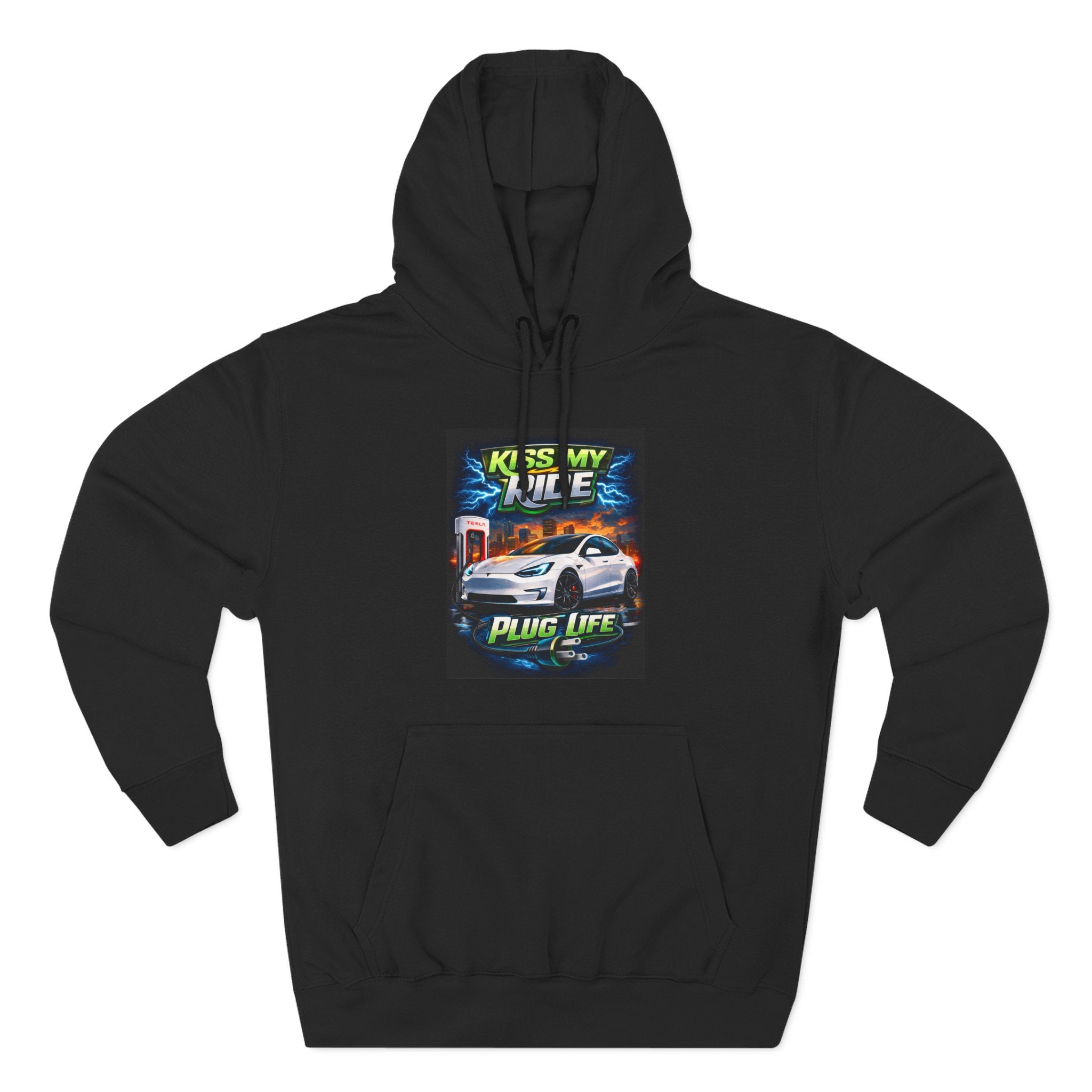 Electric Car Graphic Hoodie — “KMR Go Electric / Plug Life” Streetwear