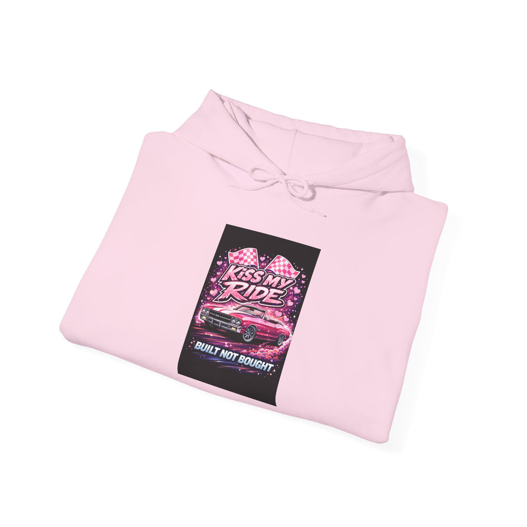 Hoodie - "Kiss My Ride" Pink Retro Car Graphic Pullover