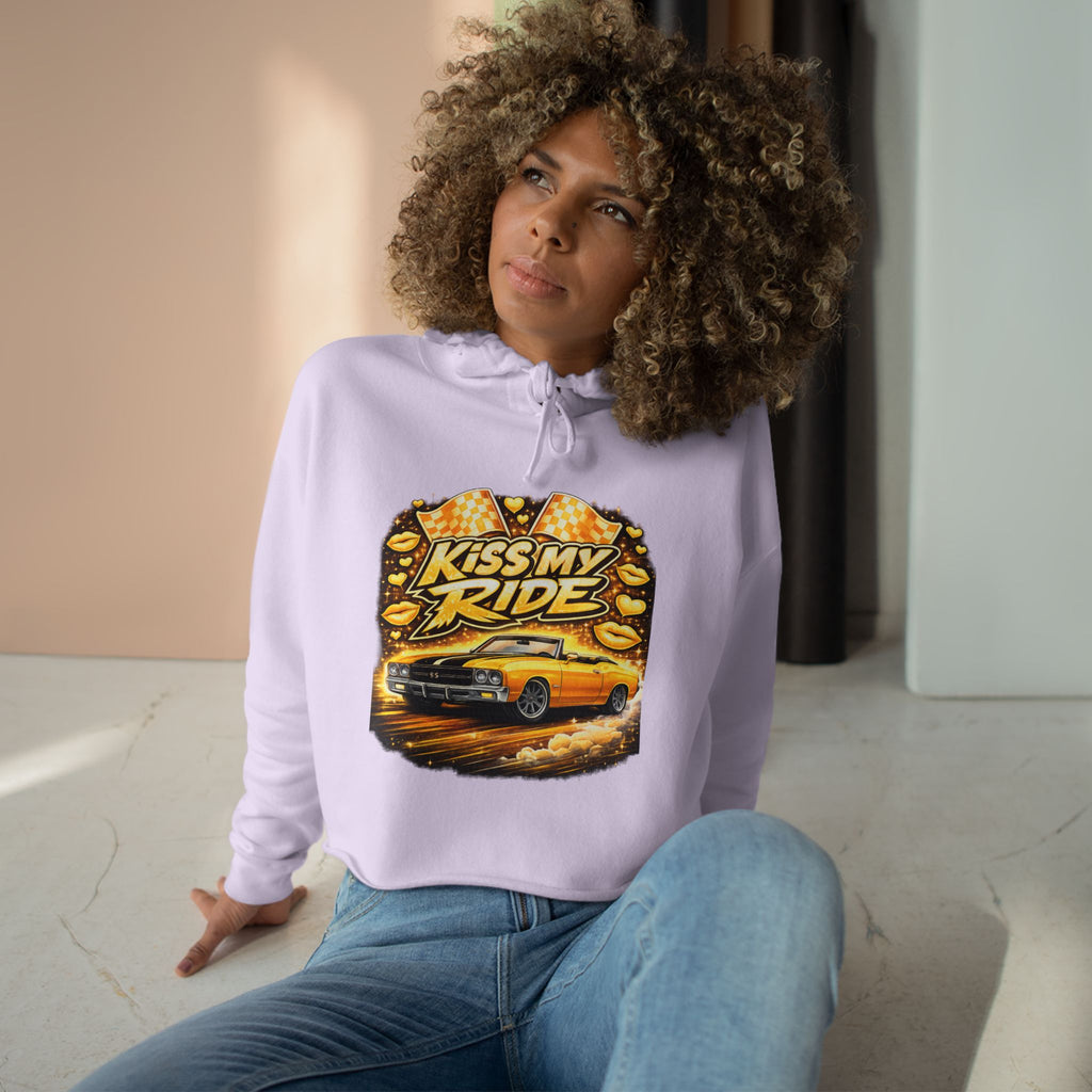 Kiss My Ride Cropped Hoodie – Yellow Chevelle SS Graphic